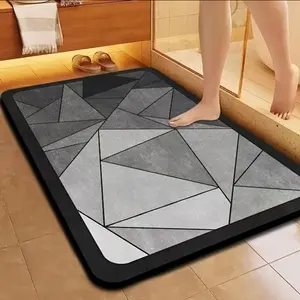 1 piece of quick-drying diatomaceous earth 3D super absorbent bathroom mat, soft polyester fiber, suitable for bathroom, shower room, outdoor door mat, home and autumn decoration, bathroom floor mat