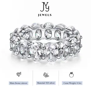 [JYJZZ100] (Bella) S925 silver women's full-star polka dot high-end ring, oval 4 * 6 pigeon egg row inlaid with fashionable light luxury jewelry gifts