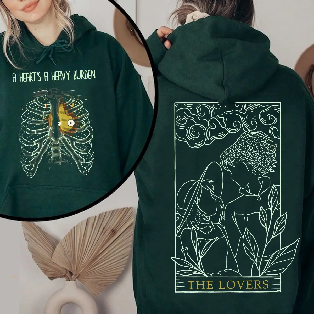 A Heart's A Heavy Burden Hoodie Sweatshirt, Howl and Sophie Shirt, Howls Moving Castle Sweatshirt, Ghibli Studio Sweatshirt, Sophie Hatter Shirt, Calcifer Shirt, Hayao Miyazaki, Anime Lover Sweater, Trending Ghibli Sweater