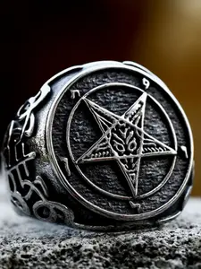 1pcs American code European and American retro hot-selling stainless steel five-star ring Statement Multi Ring punk hip-hop stainless steel men's ring