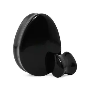 Black Obsidian Stone Teardrop Plugs