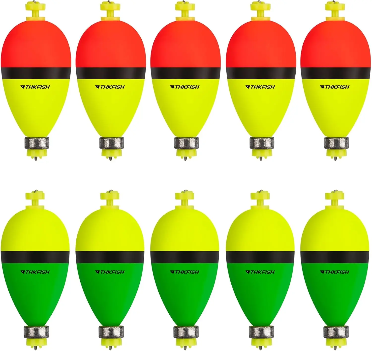 10-Pack Weighted Bobber Slip Float Built-in Lead Weight for Easy Casting & Wind Resistance, High-Visibility Foam in Durable Colors, 1/1.5/2 Inch Sizes, Perfect for Bass, Crappie, and Panfish, Outdoor Fishing Supplies Fishing Equipment