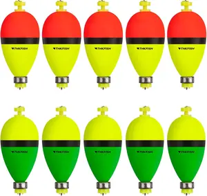 Weighted Bobber Slip Float 10-Pack – Lead Weight for Easy Casting & Wind Resistant, Durable High-Visibility Foam Colors, Ideal for Bass Crappie Panfish – 1/1.5/2in by THKFISH
