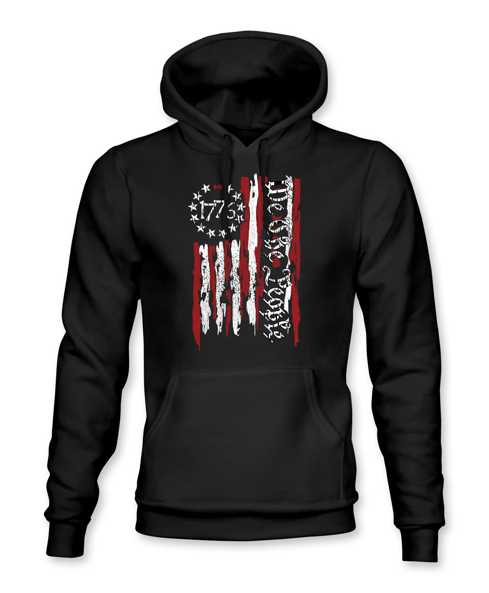 We The People 1776 Flag Hoodie, Unisex Classic Fit Pullover Sweatshirt in a Soft Cotton Blend, Casual Patriotic Tops Made in the USA, Sweatshirts, Long Sleeve, Casual Wear