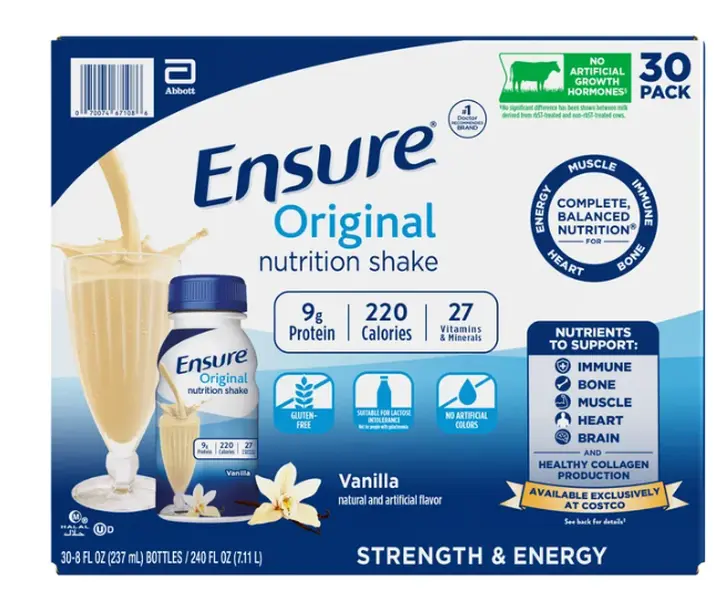 Ensure Original Premium Dietary High-Protein Vitamin Beverage with Biotin, 8 fl. oz Ambient Ready-to-Drink Meal Replacement Shakes for Adults, 30-Pack, Vanilla Flavor