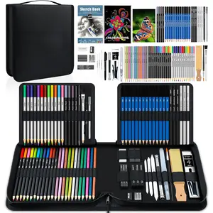 82 Pack Drawing Sketching Kit, Pro Art Supplies with Sketchbook, Include Tutorial,Colored, Graphite, Charcoal, Watercolor,Metallic & Pastel Pencils, Drawing Set for Adults Teens Beginner