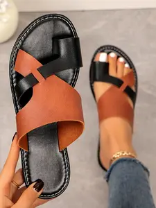 Women's Open-Toe Sandals, Summer Fashion Outdoor Beach Shoes, Slip-On Design, Comfortable Breathable, Multiple Vintage Colors Available