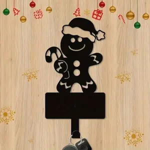 HELLOYOUNG Metal Key Holder Wall Hooks Christmas Gift Gingerbread Man Decor Bathroom Towel Storage Organizer