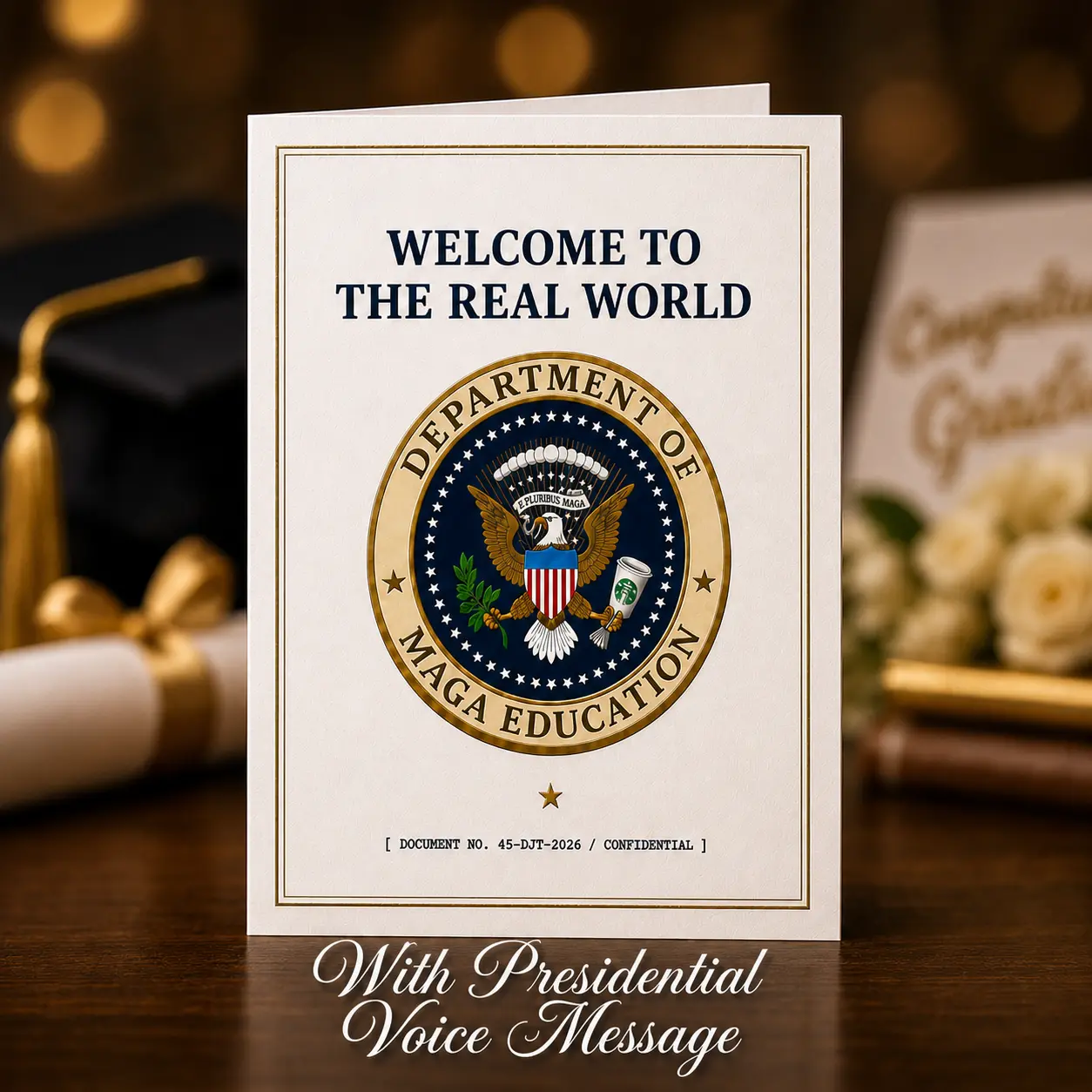 Make Graduation Great Again Funny Class of 2026 Presidential Talking Greeting Card - Office Stationery with Card Design, Humorous Grad Gift for Graduates, Son/Daughter