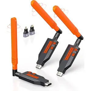 HDMI Transmitter and 2 Receiver, 4K Decode 1080P  Output, 350FT/100M Long Range, 5.8G Extender Plug & Play Low Lag for Streaming Video/Audio Multiple TV//Projector/DJs