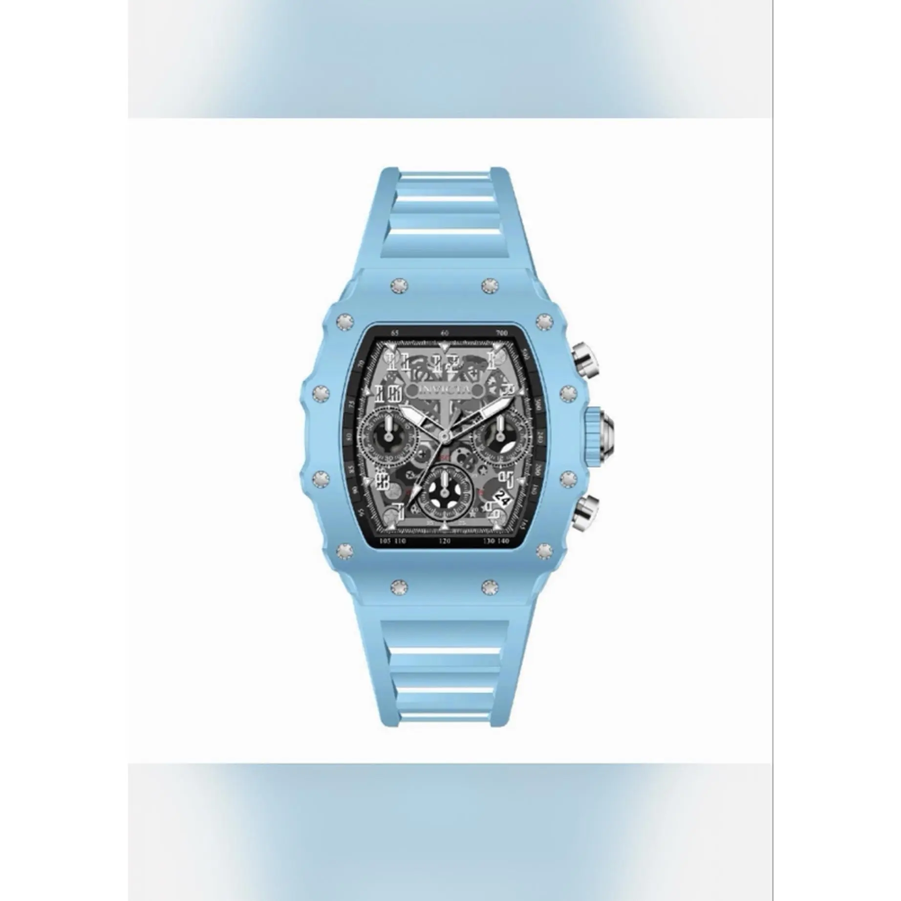 Invicta Racing Valxor Unisex Watch 69614 - 40mm Light Blue Strap with Chronograph and Date Display
