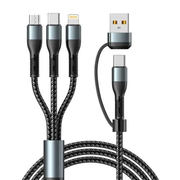 Biboshi 5 IN 1 Braided Data Cable, Data Sync, lightning, Fully Compatible Fast Charging Cable for All Devices