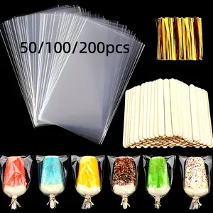 Transparent Plastic Ice Pop Bags, Durable Snack Bags, Perfect for Making Ice Cream and Candy, Ideal for Parties and Gifts, Size 6.7 X 3.34 Inches