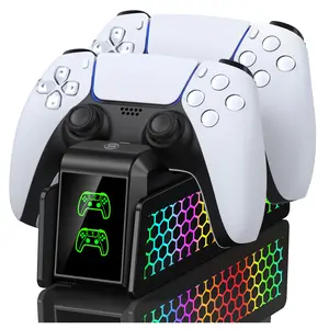 Controller Charger for PS5 Controllers, with LED Indicator/Light, Dual Stand Charger Dock for PS5 Controller, Charging Station Accessories for PS5 Storage