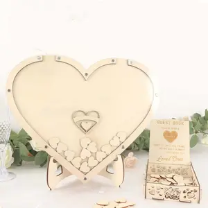 Rustic Heart Drop Top Frame Wedding Guest Book Sign, Wooden Display Stand Alternative 13"
