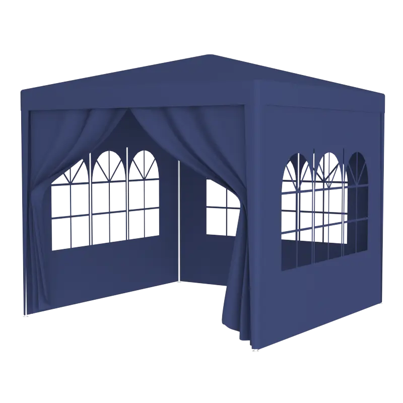 10'x10' Heavy Duty Outdoor Party Tent Gazebo - Outdoor Shade Canopy, Patio Canopy with 4 Removable Blue Walls