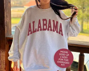 Alabama Sweatshirt, Aesthetic Varsity Style Crewneck Cute, Cozy Retro Style Alabama Sweatshirt, Alabama Unisex