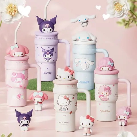 MINISO SR Large-Capacity Cartoon Vacuum Insulated Water Bottle (700ml/23.7 US fl oz, 500-1000 ml Range) - Double Wall Cold & Hot Thermal Flask, Portable Leak-Proof Kitchenware Drinkware, Office-Home Use, Holiday Gift for Kids