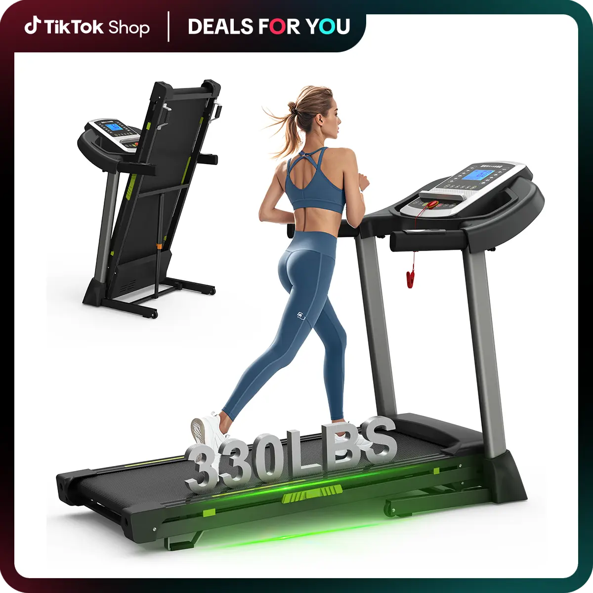 FYC Treadmills with Carbon Steel Frame, Compact Incline Design for Cardio at Home, 3.5HP Silent Motor & 12 Programs, 330lbs Max Capacity, Adjustable, Intense Workouts