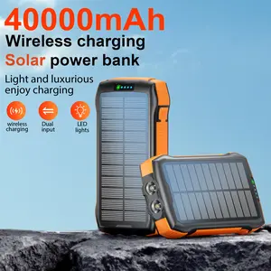 RETMSR Multifunctional Power Bank, 40000mAh Solar Charging Battery, 33W Wireless Charger, 20W Fast Charging, 3USB Outputs, 6W Flashlight, IP67 Waterproof Mobile Accessories for Smartphones