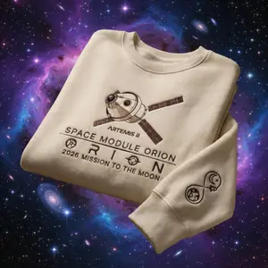 Artemis Inspired Astronaut Sweatshirt, Moon Landing Embroidered Tee, Lunar Exploration Shirt, Space Mission Apparel