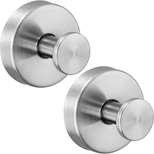 Heavy Duty Suction Cup Hooks for Kitchen/Bathroom/Shower - Wet-Proof Hooks for Towels, Robes, Loofah&Wreaths/No Drill Mounting  Glass, Tile, Metal (2, Brushed Nickel)