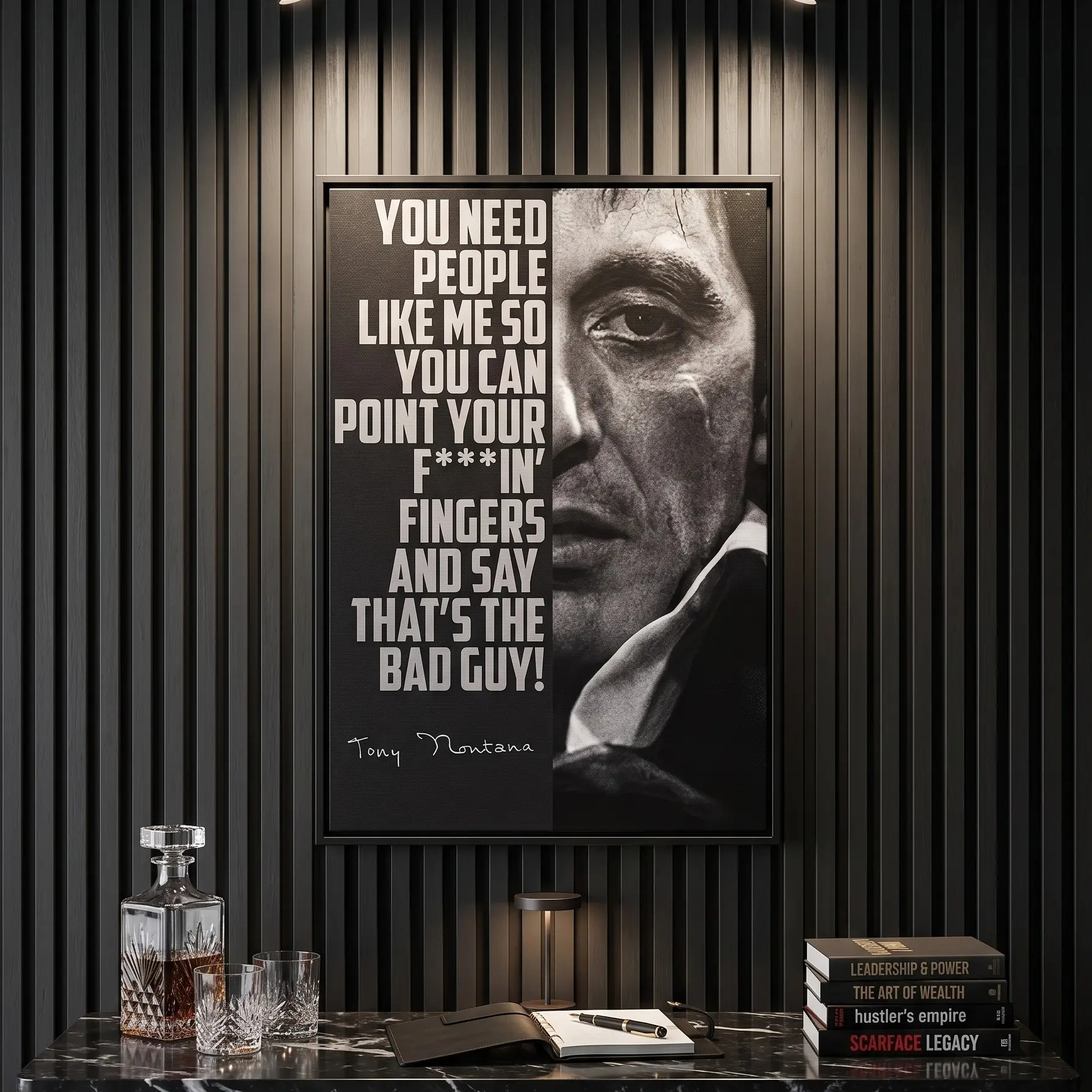 Tony Montana Quote Canvas Art, Scarface Inspired  Decor, Mafia Boss Poster, Motivational  Art for Men, Home Office Decor
