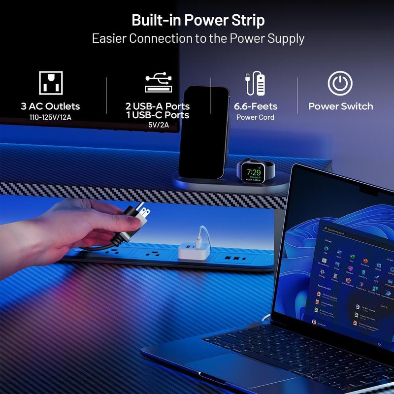 Ecofurnix,LED light game table & power socket, computer gaming desks & monitor stand, ergonomic carbon fiber game table, home office desk with cup holder, headphone hook and mouse pad, simple assembly