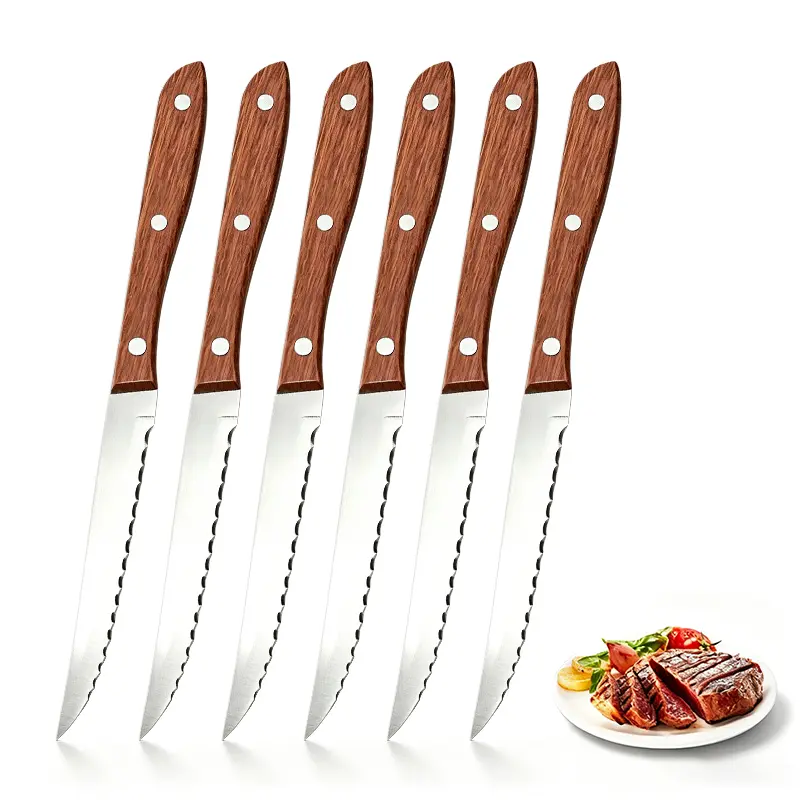High-Quality Steel 6-Piece Steak Knife Set, Multipurpose Kitchen Cutlery for Steak, Chicken Wings, Fruit, Ideal for Outdoor Camping & Picnic, Cutting Knives Set