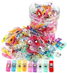 Premium Plastic Clips, 100 Pcs with Box, Sewing Notions for Sewing Quilting Supplies Crafting Tools, Assorted Colors for Craft