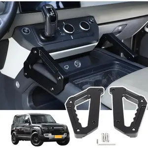Car Central Control Grab Handles Compatible with Land Rover Defender 90 110 130 2020-2024 Aluminum Alloy Grab Handle Armrest for Center Console Both Side Black 2PCS/1 Pair