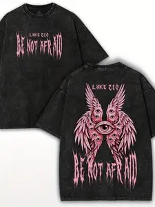 Men's Heavyweight 100% Cotton Vintage T-Shirt with Eye Wings & Luke 230 Graphic Print - Loose Fit Streetwear Tee, Y2K Drippy Clothes, Machine Washable Casual Summer Top vintage t-shirt casual menswear shirts