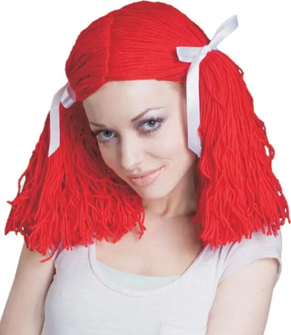 212 MAIN Adult-Size Synthetic Raggedy Doll Costume Wig - Pigtails Style, Yarn-Like Fiber, Halloween Fashion Accessory