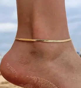 788 Herringbone Ankle Bracelet For Women Non Tarnishing Adjustable Anklet For Women