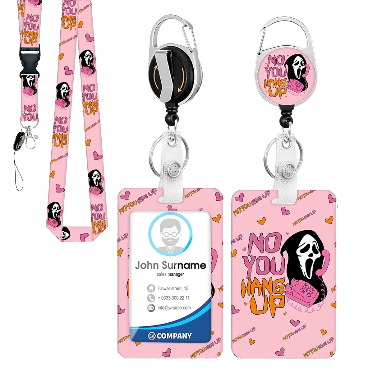 Ghost ID Badge Holder Set, Retractable Badge Reel with Lanyard, Detachable Work Tag Clip, Keychain, Office Supplies for Nurses, Medical Badge Holder, ID Card Holder, Badge Reels Retractable, Id Badge Holders Retractable
