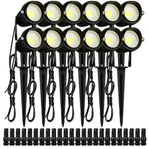 VEVOR Landscape Lighting, TikTokShopBlackFriday, 6W Low Voltage LED Landscape Lights, IP66 Waterproof Landscape Spotlights Yard Lawn Garden Pathway Outdoor Lights 12V 24V 450LM Warm White 3000K (12 Pack with Connectors)