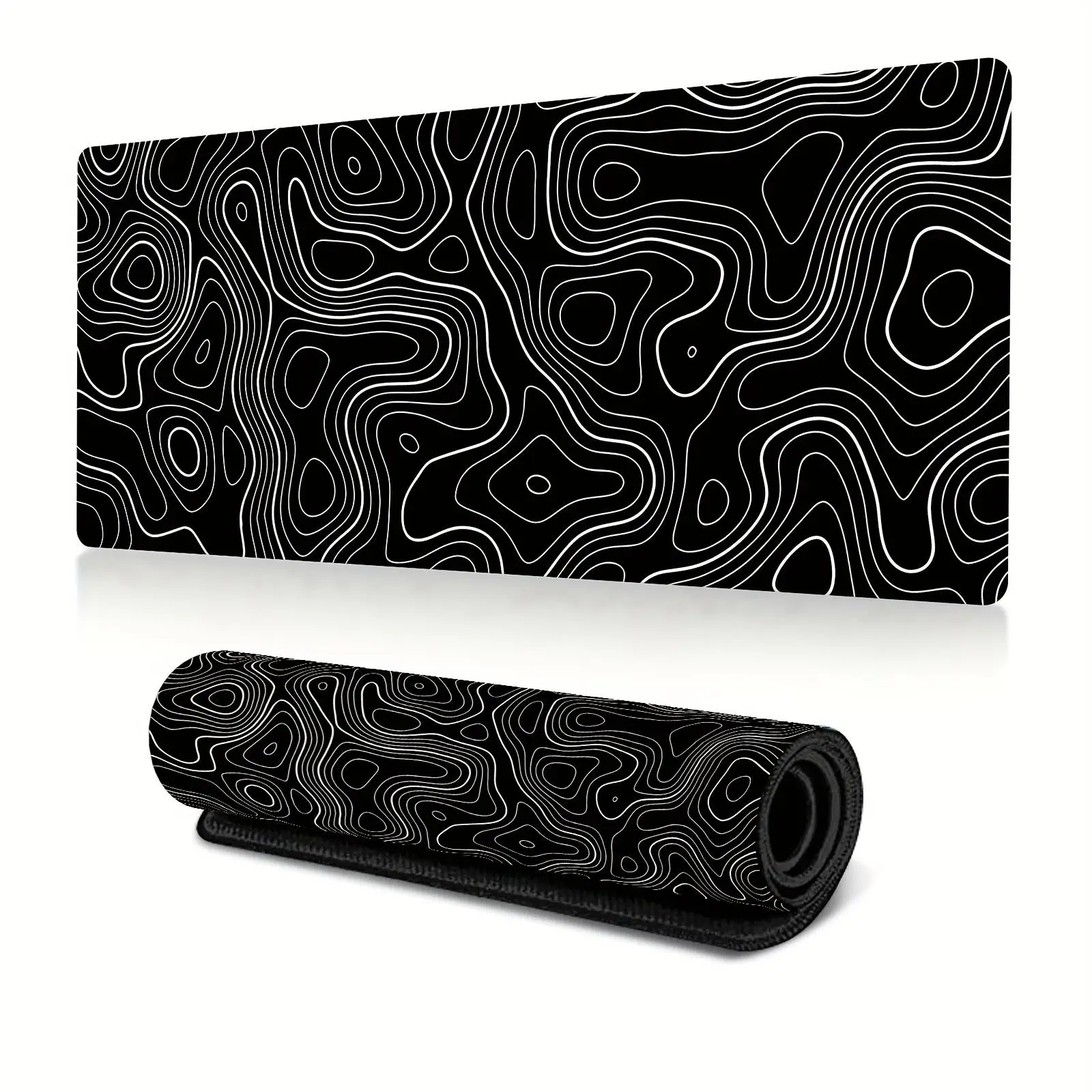 Line Pattern Cozy Gaming Mouse Pad, Large Size Mouse & Keyboard Mat with Stitched Edge, Non-slip Desk Mat for Home Office