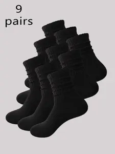 Women's Bubble Socks Set, Plain Jk Style Mid-High Tube Socks, Comfortable Soft All-Season Crew Socks, Breathable Skin-Friendly