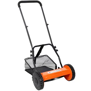 sling blade lawn mower no gas,14-Inch 5-Blade Push Reel Lawn Mower with Grass Catcher, ORANGE COLOR, Scissor Cut, 14 In