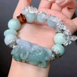 014 Jadeite Amber Clear Quartz Bracelet 2025 Energy High Quality Fashion Jewelry Feng Shui Beads Magnetic Gift