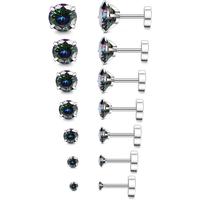 H. 7Pairs, 2-8MM Black CZ