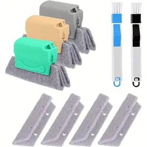 1set Magic Window Track Cleaner: Get Your Grooves Sparkling Clean with this Easy-to-Use Brush Tool Set! Cleaning Supplies Window Cleaning Kit