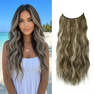Plodon One Piece Wavy Hair Toppers with 4 Secure Clips, 16 20 24 Inch Long Curly Synthetic Hairpiece, 180% Density Thick Natural Breathable Invisible Extensions, Heat Resistant Fiber for Quick Daily Glamour