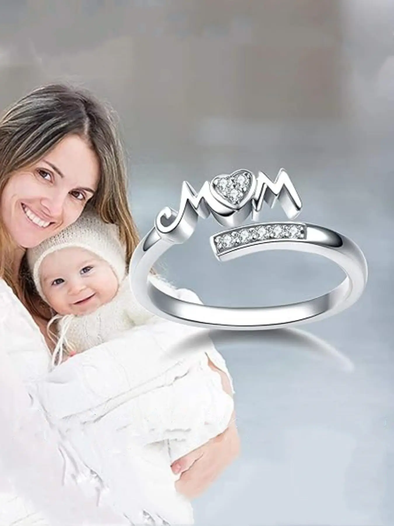 S925 Sterling Silver Mama Letter Ring, Maternity Ring, Mother's Day Simple Polished Band, Birthday Gift for Mom with Box Included, Jewelry Rings