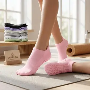 Women's Non-Slip Grip Pilates Yoga Socks - 3/6 Pairs Pack for Barre Ballet Barefoot Workout Hospital Athletic Socks with Anti-Skid Sole Comfortable Breathable Stretchable Fitness Dance Socks for Women Ladies