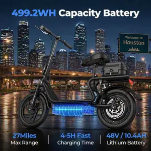 ESBS Electric Scooter, Peak Power 750W, Top Speed 22 mph, Battery 10.5-22.5Ah, Driving Range 20-60 Miles, Adjustable Height, Electronic Brake, 14-inch Inflatable Tires.