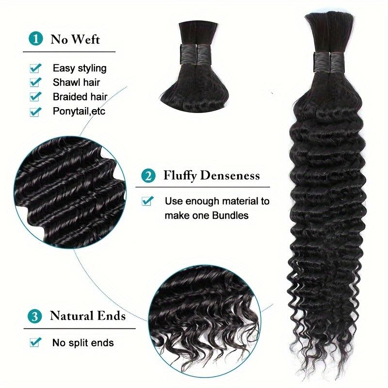 Unprocessed Bulk Human Hair for Braiding,  One Pack with Two Bundles Weighing 100g -Deep Wave Hair Is Perfect for Micro Braids And Comes in Natural Colors, Ranging from 18 to 26 Inches.