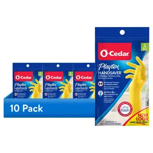 (10 pack) O-Cedar Playtex Handsaver Gloves, Reusable Cleaning Gloves, Large, 1 Pair