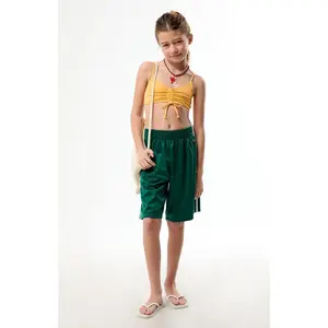 Pacsun Kids Orange Cinch Front Bralette Top & Bikini Set