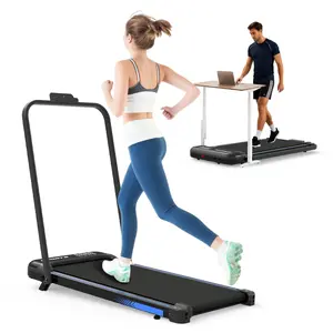 44*22*41 Inch Black Foldable Under Desk Treadmill Q235 Steel 2.5HP Quiet Motor 0.6-6.2MPH 9% Adjustable Incline 265LBS Capacity Low Noise with LED Display Remote for Home Office